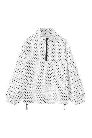 Polka Dot Half-Zip Pullover Jacket