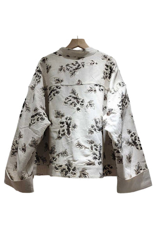 Floral Embroidered Button-Front Jacket