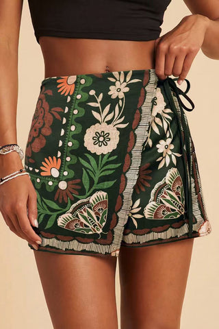 Wrap-Style Printed Skirt Shorts