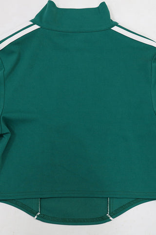 Zip-Up Crop Top and Wide-Leg Pants Set