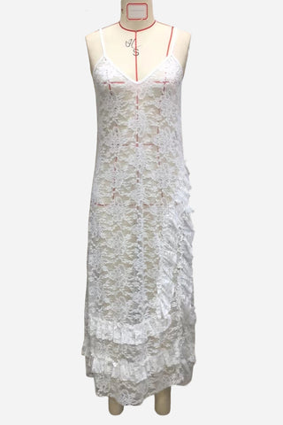 Sleeveless Lace Overlay Dress