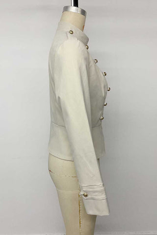 Button Mock Neck Military Jacket