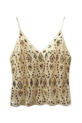 Sequin Geometric Beaded V-Neck Cami