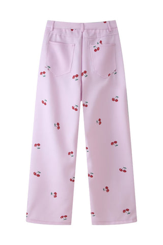 Print Sleeveless Peplum Top and Wide-Leg Pants Set