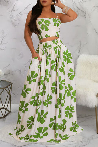 Strapless Floral Maxi Skirt Set