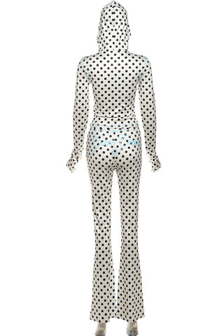 Polka Dot Hooded Jumpsuit