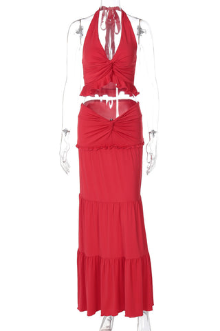 Halter Tie-Back Skirt Set