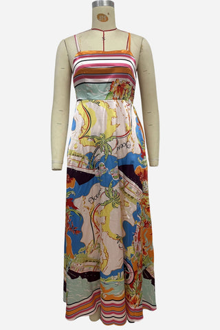 Sleeveless Maxi Dress with Printed Details