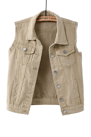 Sleeveless Collared Button-Front Vest