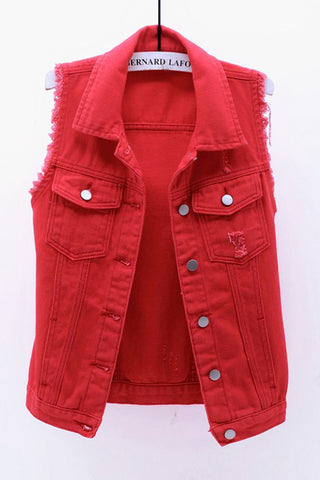 Sleeveless Collared Button-Front Vest