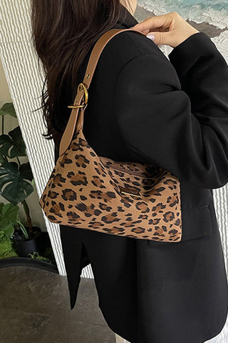 Polka Dot and Leopard Print Shoulder Bag