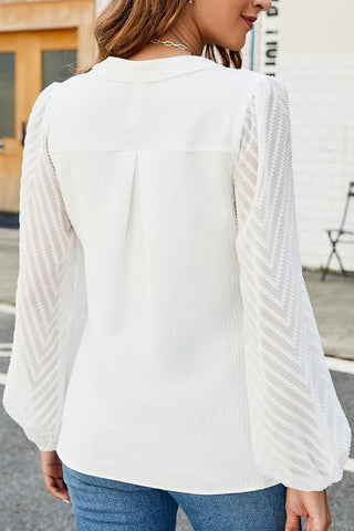 V-Neck Long Sleeve Blouse