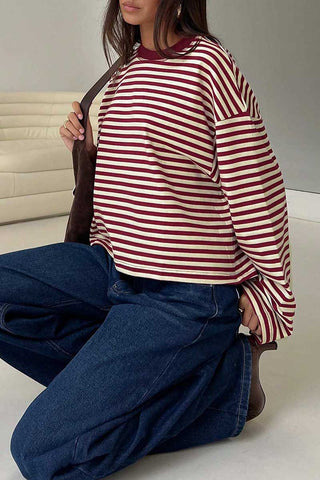 Striped Long Sleeve Crew Neck T-Shirt