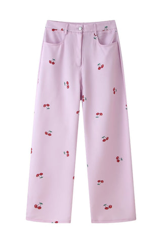 Print Sleeveless Peplum Top and Wide-Leg Pants Set