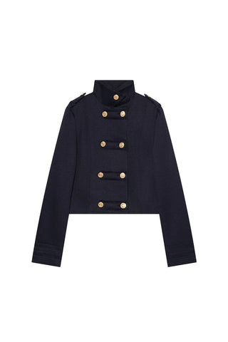 Button Double-Breasted Crop Jacket