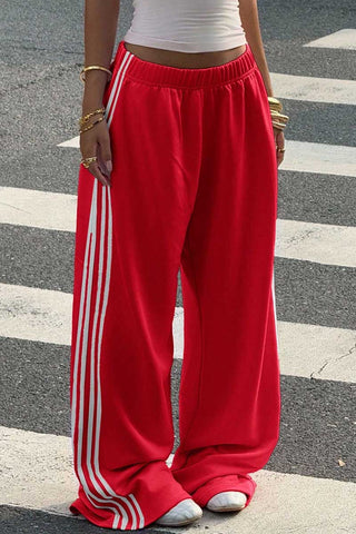 Striped Side Wide-Leg Casual Pants