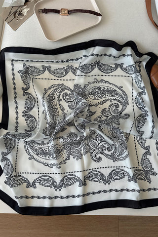 Paisley Print Satin Square Scarf