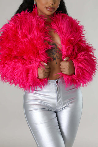 Fuzzy Open-Front Long Sleeve Jacket