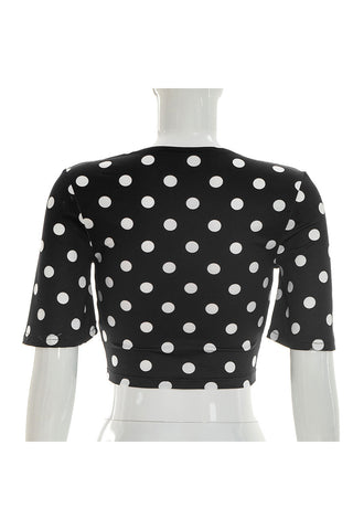 Tie-Front Polka Dot Crop Top