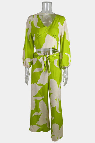 Floral Wrap Pants Set