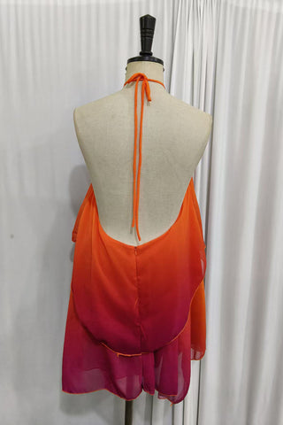 Asymmetrical Layered Halter Dress