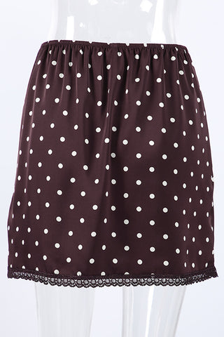 Polka Dot Mini Skirt with Lace Trim