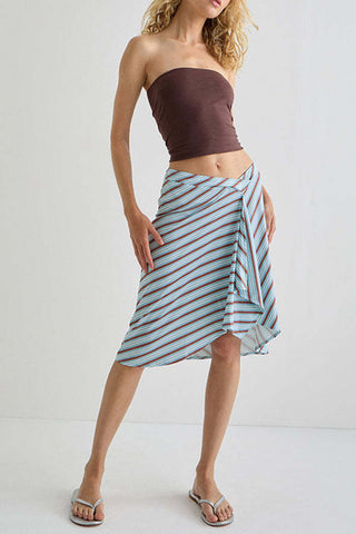 Striped Midi Wrap Skirt