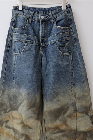 Gradient Wash High-Waist Baggy Jeans