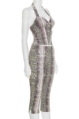 Snake Print Capri Pants Set