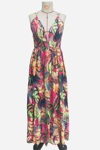 Tropical Halter Maxi Dress
