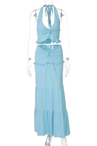 Halter Tie-Back Skirt Set