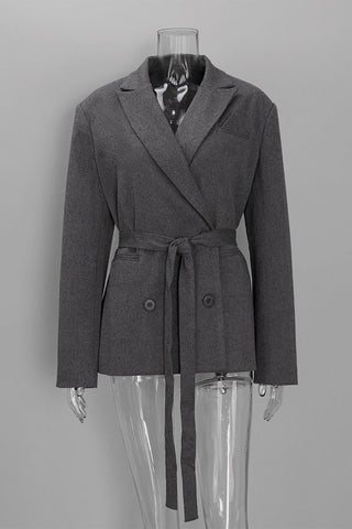 Double-Breasted Notched Lapel Blazer
