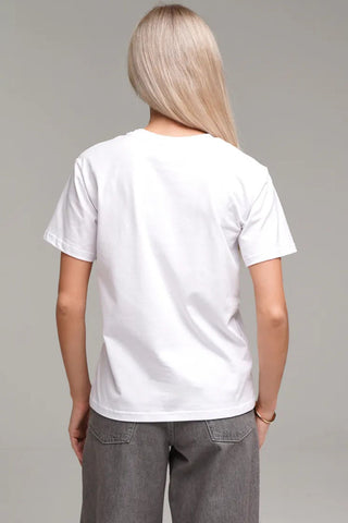 Striped Dog Graphic Crew Neck T-Shirt
