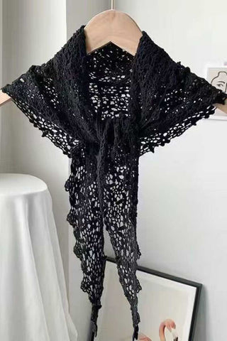 Openwork Crochet Triangle Scarf