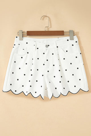 Polka Dot Scallop Hem Shorts