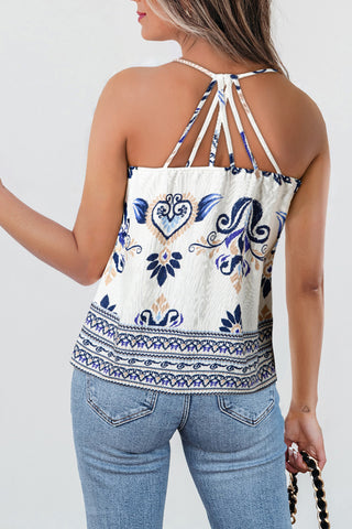 Strappy Back Boho Print Cami Top