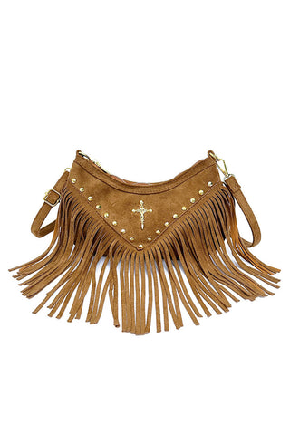 Fringe Studded Cross Shoulder Bag
