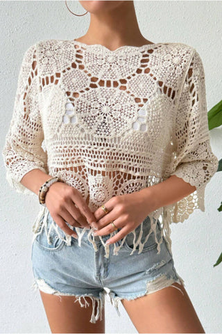 Crochet Bell Sleeve Boho Blouse