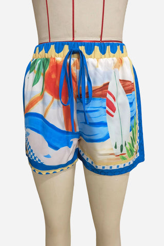 Floral Drawstring Casual Shorts