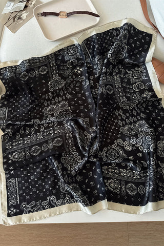 Paisley Print Satin Square Scarf