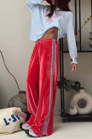 Striped Side Wide-Leg Sweatpants