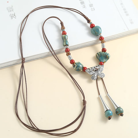 Vintage Beaded Pendant Necklace
