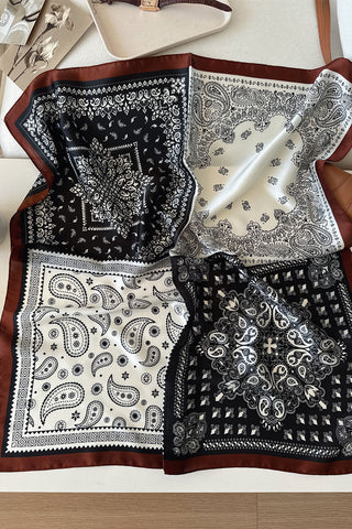 Paisley Print Satin Square Scarf