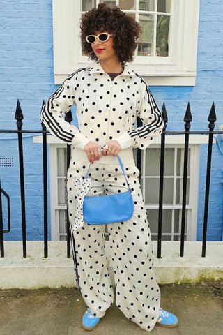 Polka Dot Zip-Up Track Pants Set