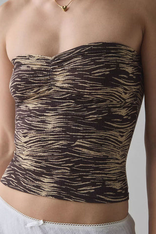 Zebra-Print Bustier Tube Top