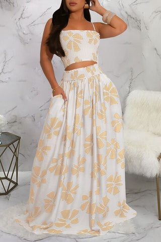 Strapless Floral Maxi Skirt Set