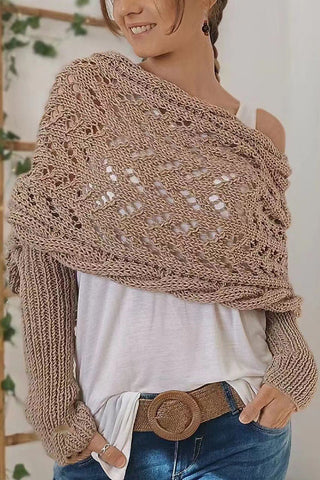 Pointelle Knit Cowl Neck Sweater
