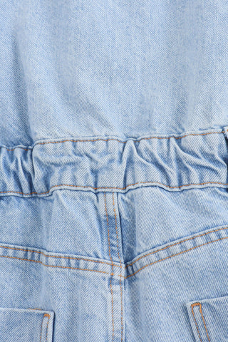 Pocketed Button-Front Shorts Romper