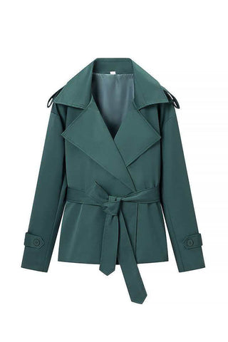 Notched Collar Belted Wrap Coat