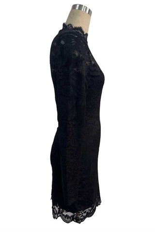 Sheer Lace Mock Neck Bodycon Mini Dress